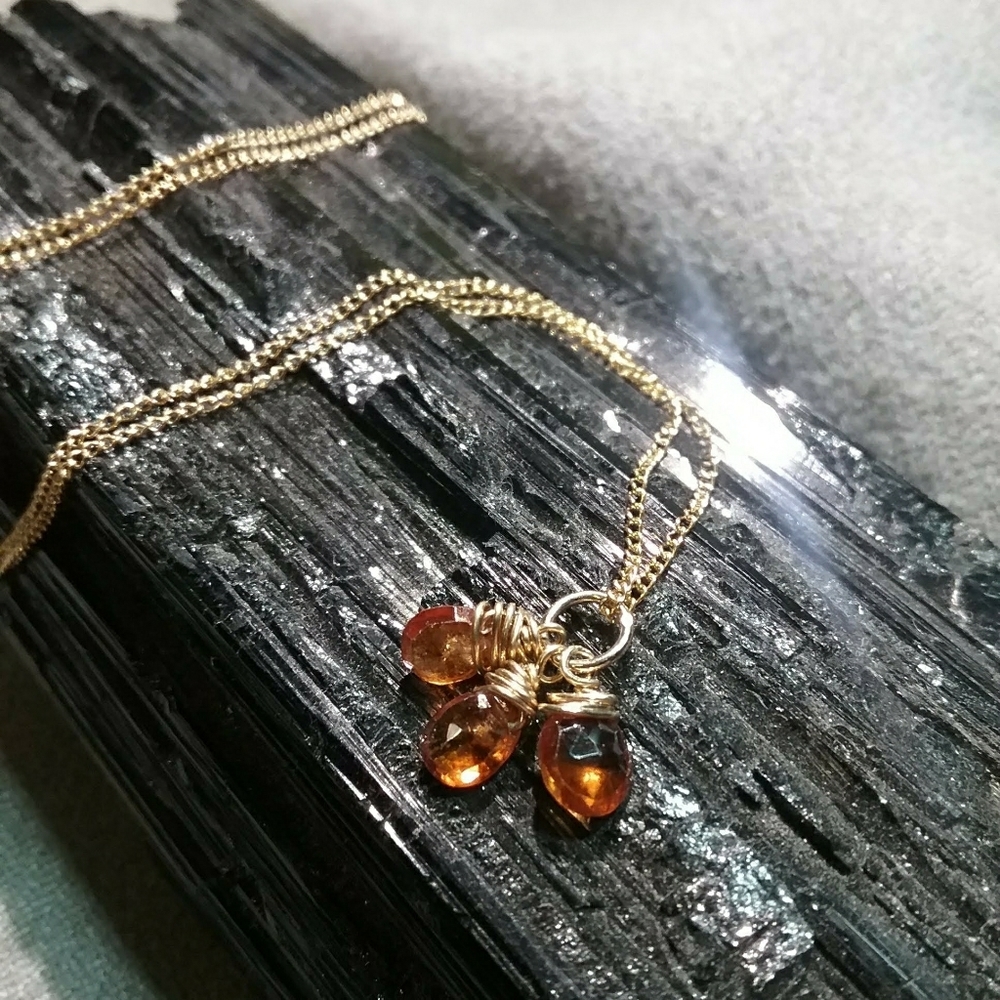 Hessonite Garnet Necklace 14k Gold Filled 18 Inch